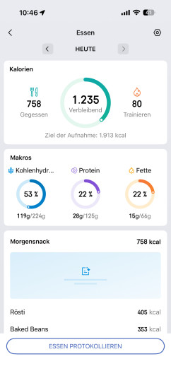 Amazfit Zepp: Hier kommen nur Schätzwärte zum Einsatz - immerhin gut geschätzt. (Bild: Amazfit / Screenshot: Golem)